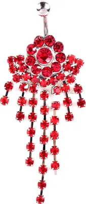 Produktbild von Mode Frauen Strass Quaste Bauchnabel Nabel Ring Körper Piercing Schmuck-Rot