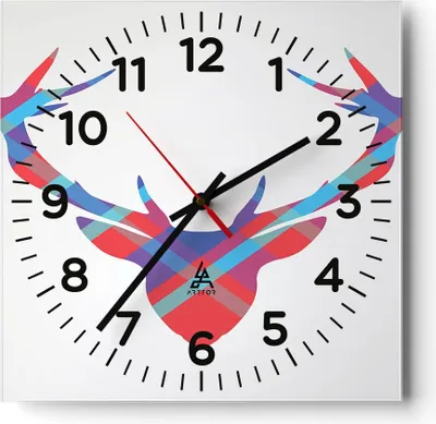 Produktbild von Wanduhr - Quadrat - Glasuhr - Abstraktion Hörner - 30x30cm - Schleichendes Uhrwerk - Lautlos - zum Aufhängen bereit - Dekoration Modern - Wanddekoration aus Glas - C4AC30x30-3607