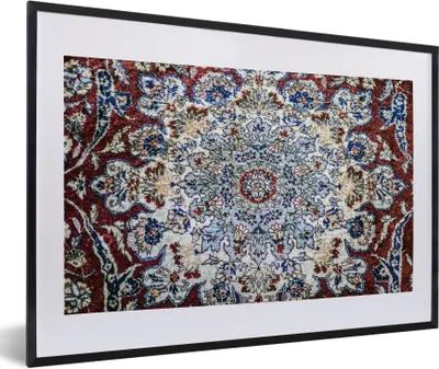Produktbild von MuchoWow® Gerahmtes Poster Persische Teppiche - Teppiche - Mandala 60x40 cm - Poster mit Schwarzem Bilderrahmen Wandposter Rahmen Foto Bilder - Schlafzimmer - Plakat in Rahmen - Drucken