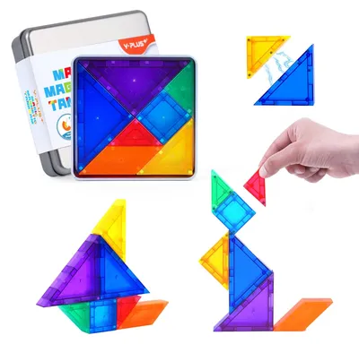 Produktbild von Solidchoice – Magnetisches Tangram-Set nach Montessori-Prinzip mit 7 Teilen für die Förderung der Kreativität