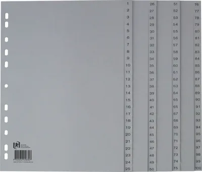 Produktbild von Register A4 PP grau 1-100 Packung mit 5 Stück