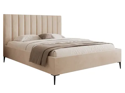 Obrázok produktu pre Čalúnená posteľ s čelom 180x200 Tatiana Slim II - Manželská posteľ s podnožou a dreveným lamelovým roštom - Zamatová látka - Béžová & Velluto 02
