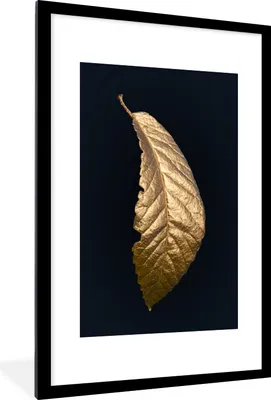 Produktbild von MuchoWow® MuchoWow® Gerahmtes Poster Baum - Blatt - Gold 60x90 cm - Poster mit zchwarzem Bilderrahmen - Dekoration - Wandposter Wohnzimmer - Hochwertig