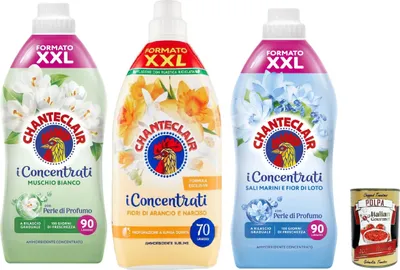Produktbild von Chante Clair, I Concentrati Ammorbidente Sublime Testpaket Weichspüler 1800ml lang anhaltender Duft 70 Wäschen Waschmittel, 3x 1800 + Italian Gourmet polpa 400g