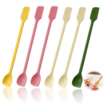 Produktbild von Mini-Silikonspatel mit zwei Enden, Mini-Silikonteigschaber für kleine Schüsseln, kleiner Silikonspatel und schmaler Teigschaber für Gläser, Cremes, Marmelade und Kosmetika, kleiner Silikonlöffel