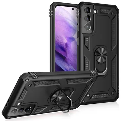 Produktbild von NALIA Ring Handy Hülle für Samsung Galaxy S21 Plus, Schutz Tasche Cover Case Schwarz