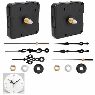 Wanduhrwerk 2er-Set, Quarz, schwarz, für Bastel- und Reparaturprojekte