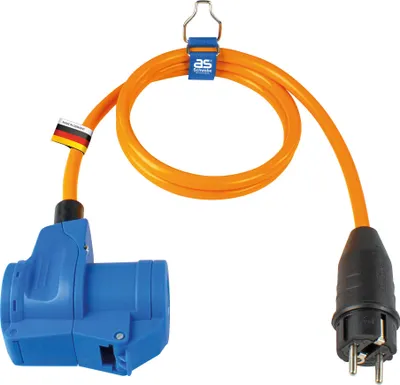 Produktbild von as-Schwabe Camping CEE-Adapterleitung 1,5m Schuko auf CEE-Winkelkupplung IP44
