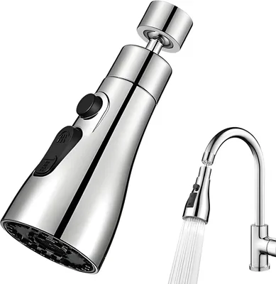 Produktbild von Küchenarmatur 360° drehbar, 3 Strahlarten, zum Abwaschen, silber