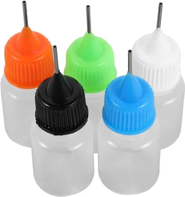 Produktbild von 20 Stück Präzisionsapplikatorflaschen aus PE-Kunststoff, 5 ml, mit feiner Nadelspitze zum präzisen Dosieren beim Basteln und bei Aktivitäten im Freien