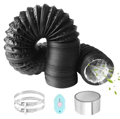 Productafbeelding van Afvoerslang - Flexibele buis - Ventilatie verbeteren - Duurzaam aluminiumfolie - 80mm x 6m - Zwart