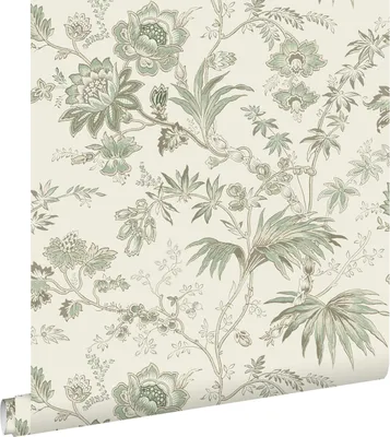 Obrázek produktu pro ESTAhome tapety květinový vzor krémová béžová a šedozelená 53 cm x 10,05 m