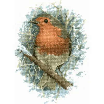 Zdjęcie produktu dla Zestaw do haftu krzyżykowego Heritage Aida "Robin (A)", wzór liczony, JSRR401-A, 17x24cm