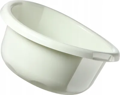 A white plastic basin is shown against a white background.