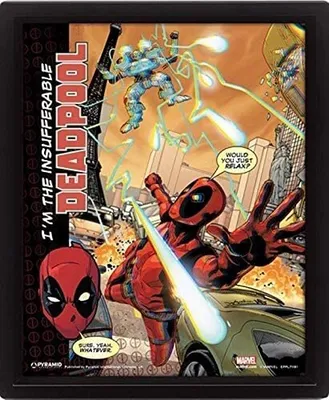 Produktbild von Deadpool 3D-Effekt Poster mit Rahmen - Deadpool (Attack)
