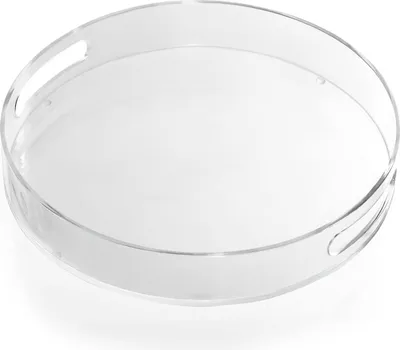 Produktbild von Kurtzy Transparentes Rundes Serviertablett Kunststoff mit Griffen - 30 cm Durchmesser - Extra Großes, Auslaufsicheres Tablett aus Acryl - Deko