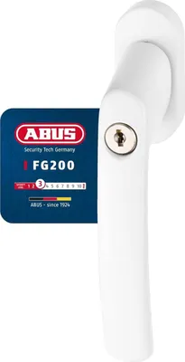 Produktbild von ABUS Abschließbarer Fenstergriff FG200 - 3er Set - Fensterknauf mit Druckzylinder, 54576 - Weiß