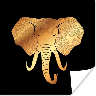 Produktbild von MuchoWow® Poster Elefant - Gold - Blumen 100x100 cm - Babyzimmer