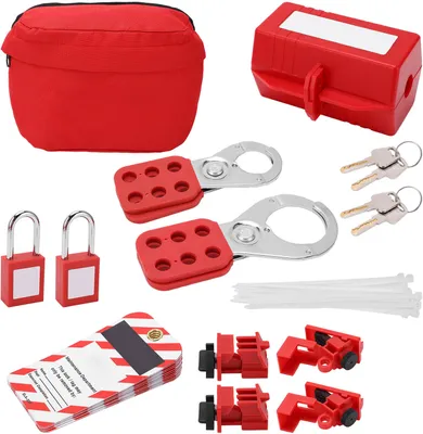 Obrázek produktu pro Sada zámků Lockout-Tagout, bezpečnostní visací zámky, cívky, visačky Loto, zámky jističů, brašny