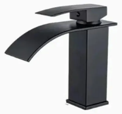 Produktbild von Moderner Edelstahl-Wasserfallhahn mit hohem und niedrigem Auslauf, Warm- und Kaltwassermischer für Waschtische im Badezimmer, Premium-Waschbeckenarmatur.Farbe:Schwarz