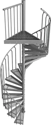 Produktbild von Spindeltreppe Ø 180 cm | Höhen: 270-287 cm | 14 Stufen, ein Podest | Streckgitter Stufenbelag, Feuerverzinkt