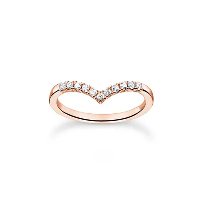 Produktbild von Thomas Sabo TR2394-416-14 Damen-Ring V-Form mit Weißen Steinen Roségoldfarben, 52/16,6