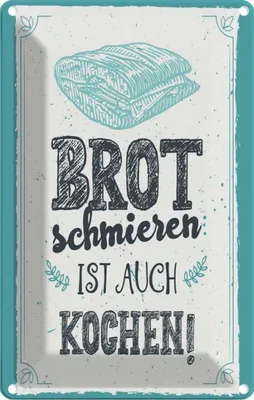 Produktbild von vianmo Blechschild 18x12 cm Brot schmieren ist auch kochen! Spruch Zitat