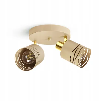 Produktbild von LUXOLAR - LED Deckenleuchte 2-flammig Creme/Gold E27 60W - Deckenlampe Schwenkbar für Wohnzimmer, Küchen - Modern, Japandi Design