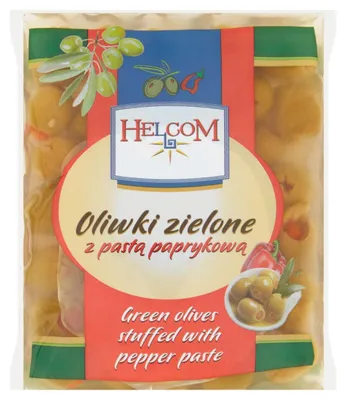Produktbild von Helcom Grüne Oliven mit Paprikapaste gefüllt 195 g