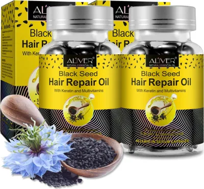 Produktbild von Schwarzkümmelöl Haaröl Haarwachstum Kopfhaut Haarpflege in Kapseln Bio Vegan, 2x 40 Kapseln