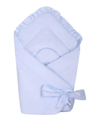 Produktbild von Babyhörnchen mit Rüschen Einschlagdecke für geborene Hellblau, Kuschelweiche Wickeldecke Jungen Boho Erstausstattung Puckdecke