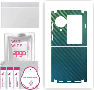 Produktbild von apgo Rückseite + Seiten Schutzfolie, Skin, kompatibel mit Oppo Find N3 Flip, Hinten Displayschutzfolie aus Vinylfolie, kratzfest, einfache Montage - Kohlenstoff-Chamäleon CAKA1