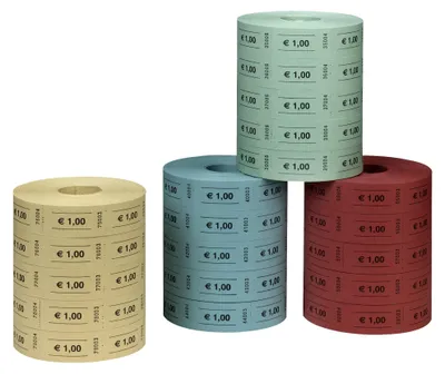Produktbild von herlitz Wertmarken 1 Euro, 5 Rollen à 1000 Abrisse, sortierte Farben