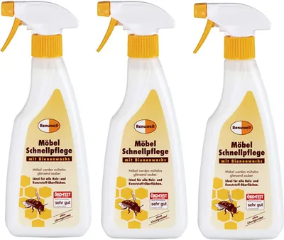 Produktbild von Renuwell Möbel-Schnellpflege Bienenwachs Möbelpflege Spar-Set 3 x 500 ml