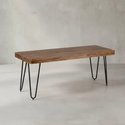 Sitzbank BALU Massivholz_ Landhausstil_ verschiedene Größen_ Metallbeine_ einfache Pflege - KADIMA DESIGN_Farbe_ Braun_ Größe_ 160x40x45 cm_#sku_BARWL1.507#