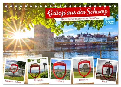 Immagine prodotto di Saluti dalla Svizzera (calendario da tavolo 2027, formato DIN A5 orizzontale), calendario mensile CALVENDO