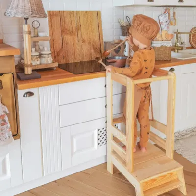 Produktbild von MeowBaby Lernturm für Kinder Natur Küchenhelfer - Kinder Schemel