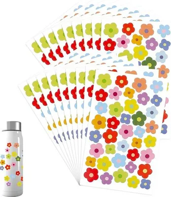 Produktbild von Wasserfeste Mini-Blumen-Stickerblätter - 18 Blätter für Motorräder, Autos, Fahrräder, Wasserbecher, Laptops und Notizbücher