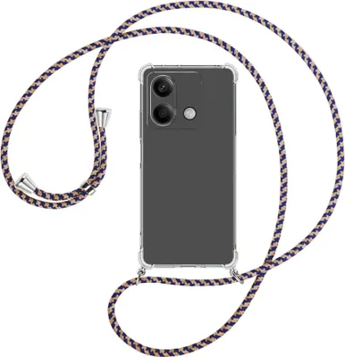 Produktbild von Handykette Backcover-Schutzhülle mit Band (Metall silberfarben) für Xiaomi Redmi Note 13 5G - blau+beige