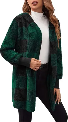 Obrázek produktu pro ASKSA Dámské Teddyjacke Color Blocked Teddyfleece Jacke Fashion Casual Wintermantel Jacken,Gruen,3XL