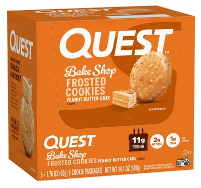 Produktbild von Quest Nutrition Protein Frosted Cookies (8x25g) Peanut Butter Cake - Funktionelle Lebensmittel - Eiweiß-Snacks