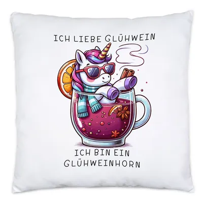 Produktbild von Ich bin ein Glühweinhorn Kissen Inkl. Füllung Einhorn Weihnachten Glühwein