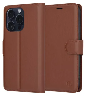 Produktbild von Techsuit Leder Folio Book Wallet Klapphülle für Apple iPhone 15 Pro - Braun