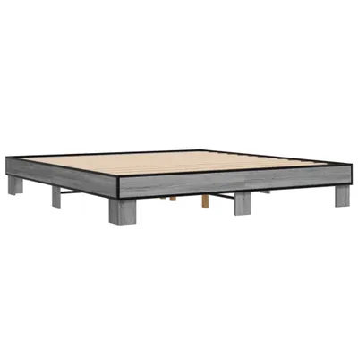 Produktbild von Bettgestell Grau Sonoma 200x200 cm Holzwerkstoff und Metall