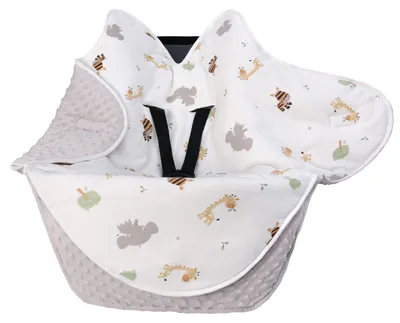 Productafbeelding van Wikkeldeken baby - Omkeerbaar - Autostoel en kinderwagen - 0-12 maanden - Giraffe