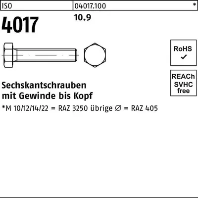 Produktbild von Sechskantschraube ISO 4017 VG M 5 x 14 10.9