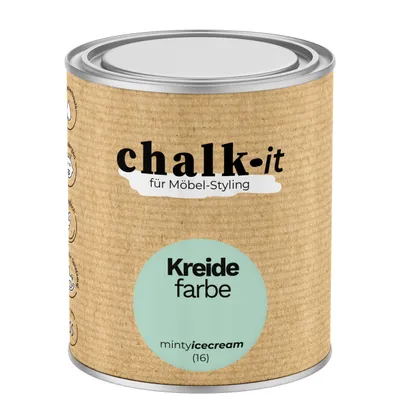 Produktbild von Kreidefarbe Chalk-it (16) Minty Icecream 0,75L Shaby Chic Möbel Holzlack Natur Vintage Möbellack