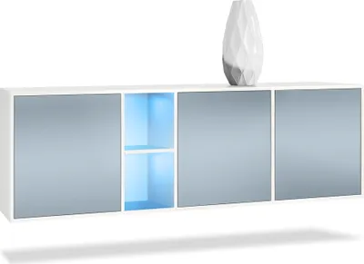 Produktbild von Vladon Kommode Cuba,  Germany, Weiß matt/Denim matt inkl. LED - Modernes Sideboard für Ihr Wohnbereich - (BxHxT) 182x53x35 cm