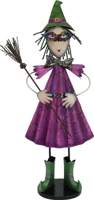 Kleine Hexe, Metall, 102cm, lila - Halloween Dekofigur - Handarbeit