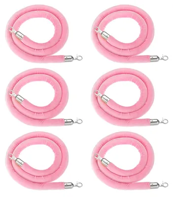6er Set Samt-Absperrseil, 1,8 m, mit Haken, rosa